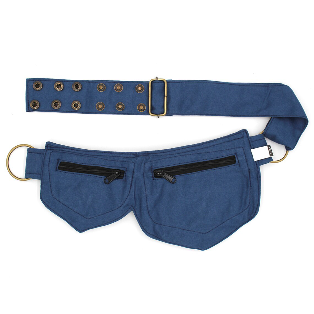 Dual Leaf Stitched Waist Storage Piece With Antique Snap Hardware And Brass Ring Anchor Fixtures