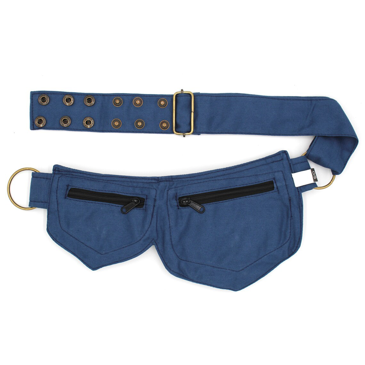Dual Leaf Stitched Waist Storage Piece With Antique Snap Hardware And Brass Ring Anchor Fixtures