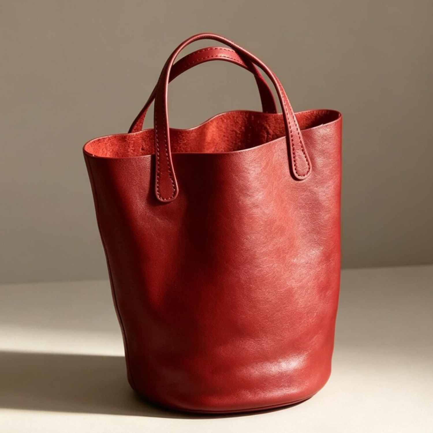 Soft Curved Mini Bucket Carryall With Stitched Top Grip Loops And Internal Zipped Valuables Pouch Handbag